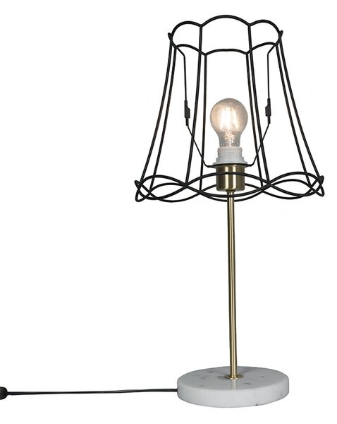 Lampă de masă retro alamă cu cadru Granny negru 30 cm - Kaso