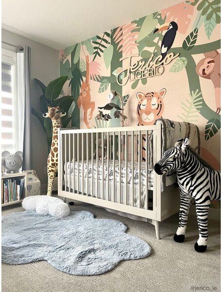 Covor pentru copii albastru deschis lavabil/țesut manual din bumbac 110x170 cm Puffy Dream – Lorena Canals