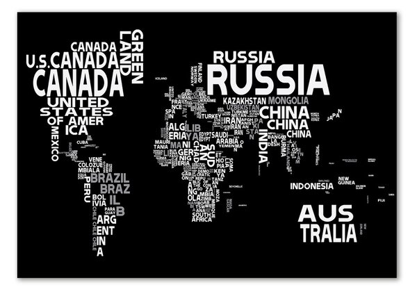 Tablou sticlă Harta subtitrării Mondiale