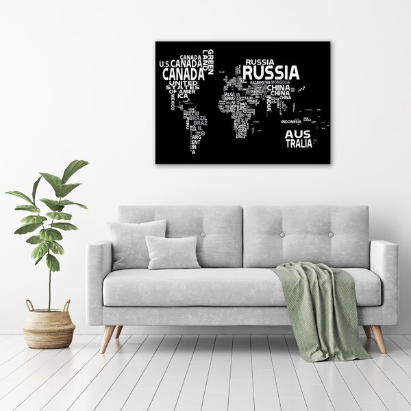 Imprimare tablou canvas Harta subtitrării Mondiale