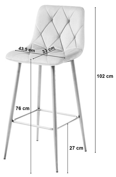 Scaun de bar NADO VELVET roz inchis, cu picioare in decor de stejar