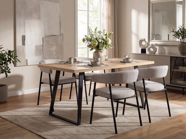 Scaun de dining KATANA cu picioare negre, gri