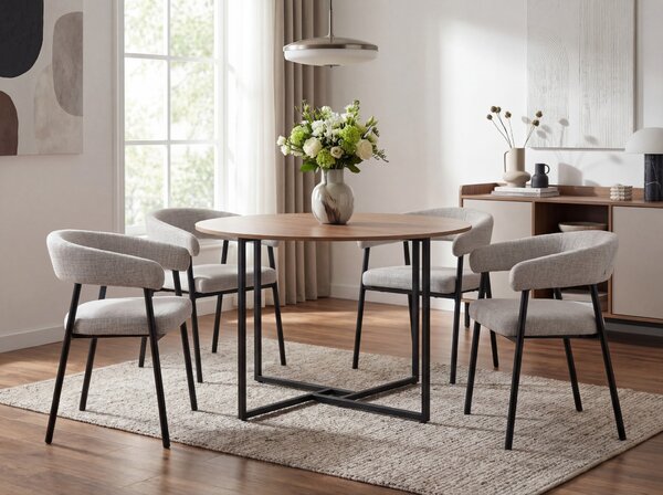 Scaun de dining KATANA cu picioare negre, gri