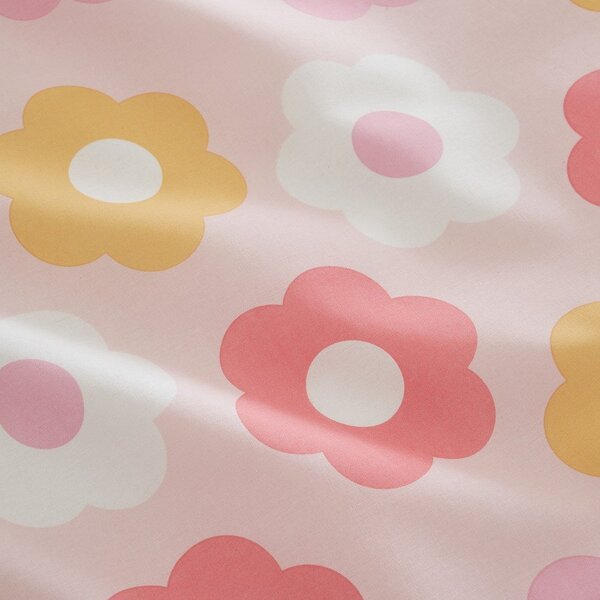 Cearceaf pentru copii roz pentru pat dublu cu elastic 135x190 cm Retro Daisy – Catherine Lansfield