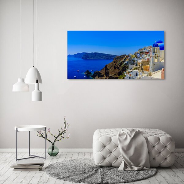Tablou pe pe sticlă Santorini Grecia