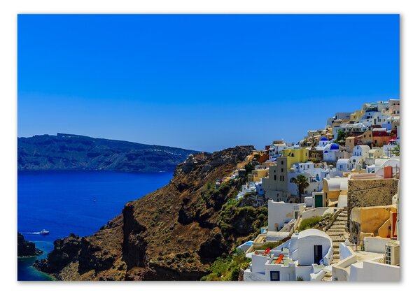 Tablou pe pe sticlă Santorini Grecia