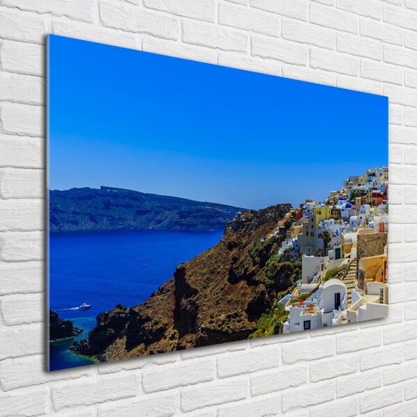 Tablou pe pe sticlă Santorini Grecia
