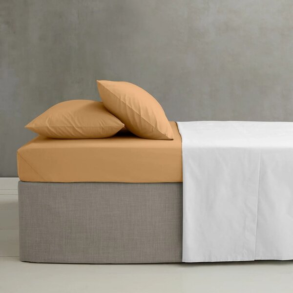 Cearceaf galben-portocaliu din bumbac percale cu elastic 90x190 cm Easy Iron Percale – Catherine Lansfield