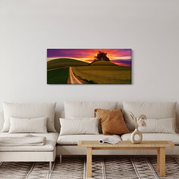Tablou câmpului cu apus de soare (120x50 cm)