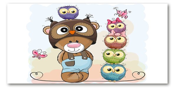 Tablou sticlă Ursul și Owl
