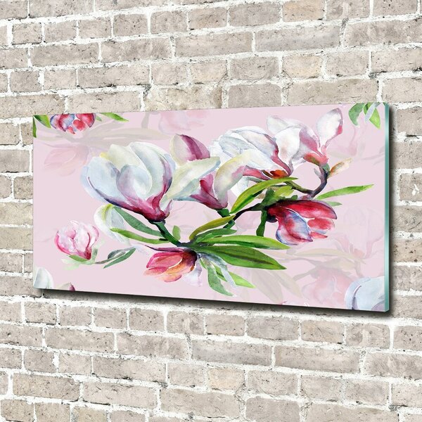 Tablou Printat Pe Sticlă flori magnolia