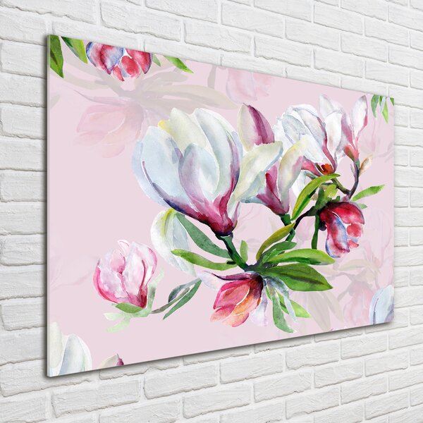 Tablou Printat Pe Sticlă flori magnolia