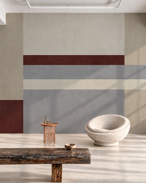 Tapet Geometrie abstractă cu blocuri de culoare burgund, gri și bej, Fototapet 3D, Fotomurale 3D Forme geometrice, w05890v2 : Uwalls.ro