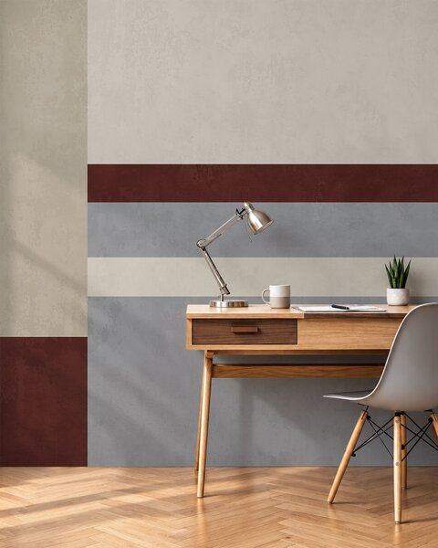 Tapet Geometrie abstractă cu blocuri de culoare burgund, gri și bej, Fototapet 3D, Fotomurale 3D Forme geometrice, w05890v2 : Uwalls.ro