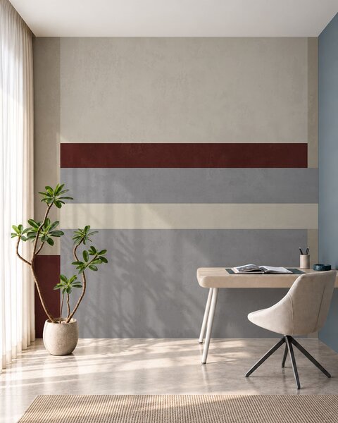 Tapet Geometrie abstractă cu blocuri de culoare burgund, gri și bej, Fototapet 3D, Fotomurale 3D Forme geometrice, w05890v2 : Uwalls.ro