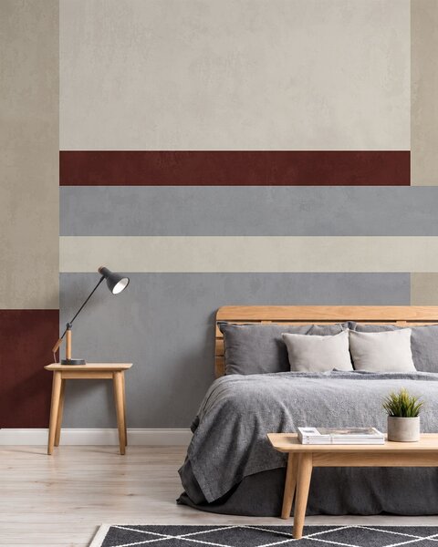 Tapet Geometrie abstractă cu blocuri de culoare burgund, gri și bej, Fototapet 3D, Fotomurale 3D Forme geometrice, w05890v2 : Uwalls.ro