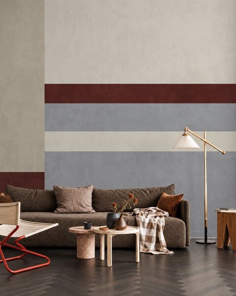 Tapet Geometrie abstractă cu blocuri de culoare burgund, gri și bej, Fototapet 3D, Fotomurale 3D Forme geometrice, w05890v2 : Uwalls.ro