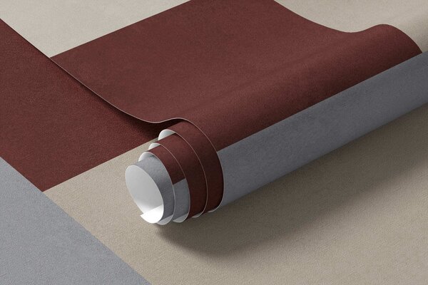 Tapet Geometrie abstractă cu blocuri de culoare burgund, gri și bej, Fototapet 3D, Fotomurale 3D Forme geometrice, w05890v2 : Uwalls.ro