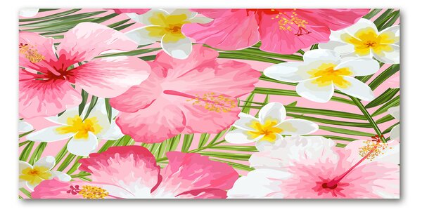 Tablou Printat Pe Sticlă flori tropicale