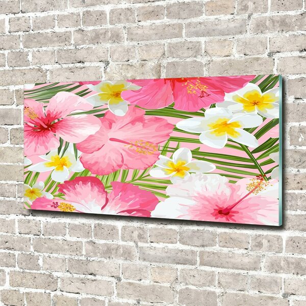 Tablou Printat Pe Sticlă flori tropicale