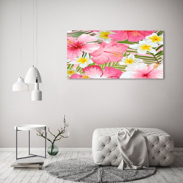 Tablou Printat Pe Sticlă flori tropicale