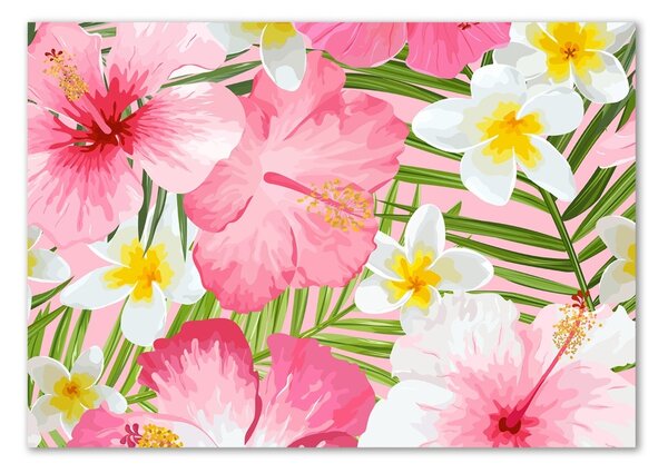 Tablou Printat Pe Sticlă flori tropicale