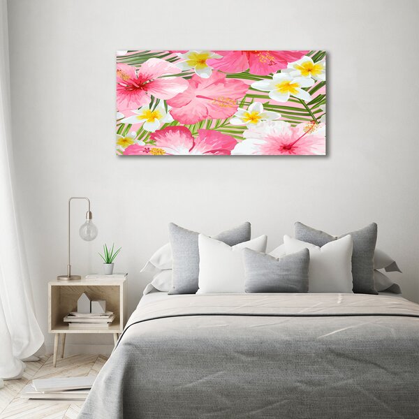 Tablou Printat Pe Sticlă flori tropicale