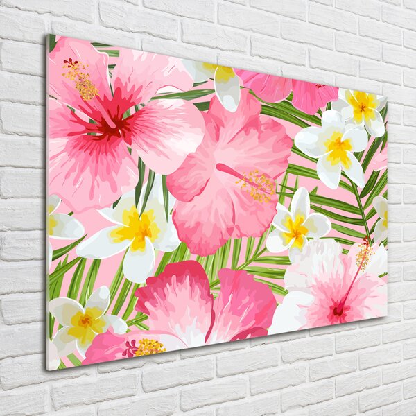 Tablou Printat Pe Sticlă flori tropicale