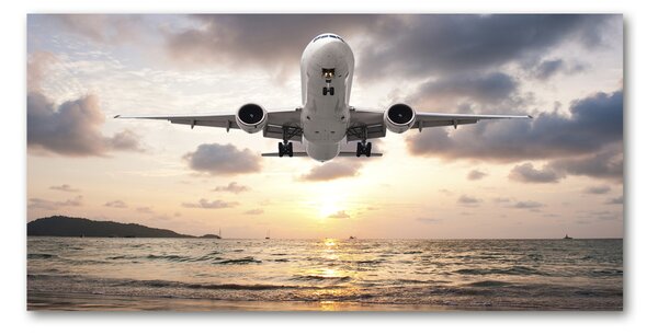 Tablou din Sticlă Avion peste mare