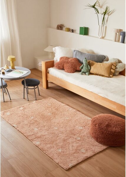 Covor pentru copii roz deschis lavabil/țesut manual din bumbac 100x150 cm Mini Dot Rose – Lorena Canals