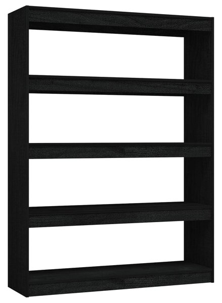 Bibliotecă/Separator cameră negru 100x30x135,5 cm lemn de pin