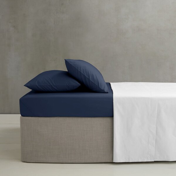 Cearceaf albastru închis din bumbac percale cu elastic 150x200 cm Easy Iron Percale – Catherine Lansfield