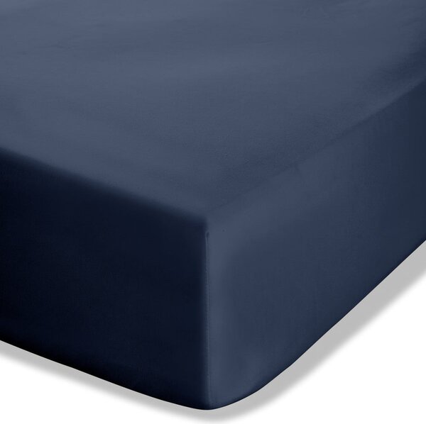 Cearceaf albastru închis din bumbac percale cu elastic 150x200 cm Easy Iron Percale – Catherine Lansfield