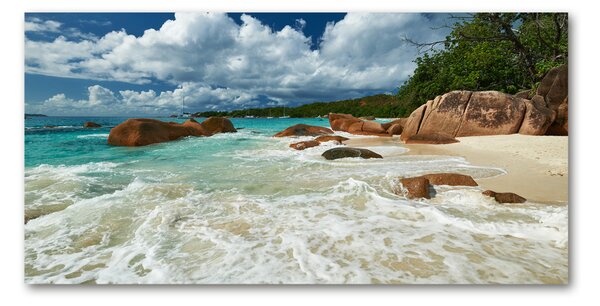 Tablou sticlă plaja Seychelles