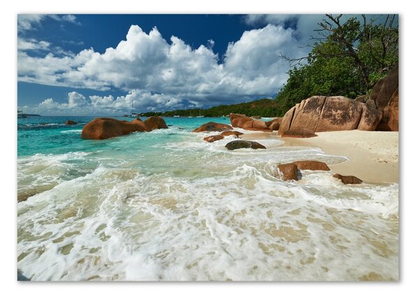 Tablou sticlă plaja Seychelles