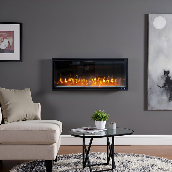Semineu electric decorativ ElectricSun VERSALYS XS, pe perete, podea sau incorporabil, cu sunet, 10 culori, Wi-Fi cu APP internet, L100xH41cm