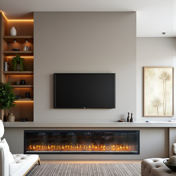 Semineu electric 3D ElectricSun VERSALYS XXL, pe perete, podea sau incorporabil, cu sunet, 10 culori, Wi-Fi cu APP internet, L200xH41cm
