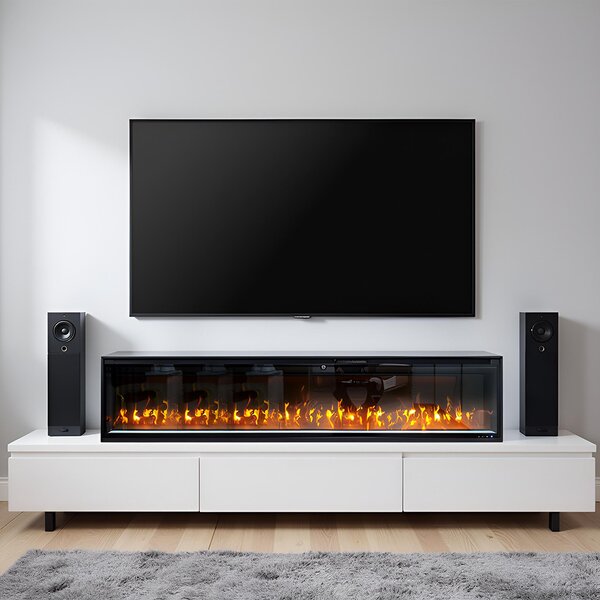 Semineu electric 3D ElectricSun VERSALYS XXL, pe perete, podea sau incorporabil, cu sunet, 10 culori, Wi-Fi cu APP internet, L200xH41cm