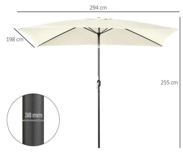 Outsunny Umbrelă de Grădină Mare, Aluminiu și Poliester, 195x295x240cm, Alb Crem și Negru | Aosom Romania