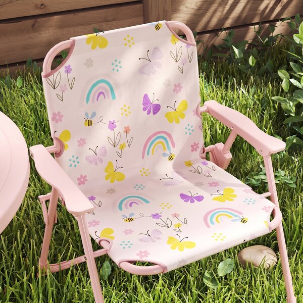 AIYAPLAY Set de Mobilier de Grădină din 4 Piese cu Masă, Scaune și Umbrelă de Soare Reglabilă, 50xΦ49,5 cm, Roz | Aosom Romania