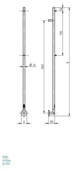 P.M.H. Ole încălzitor electric 170.8x9.1 cm | OL1SS
