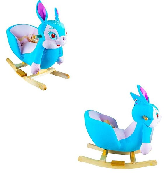 Balansoar copii, 2 in 1, model Iepuras, leagan cu spatar si centura de siguranta, 12 luni+