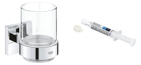 Set cană pentru spălat dinți Grohe Start Cube 41097000, adeziv Grohe QuickGlue 41127000