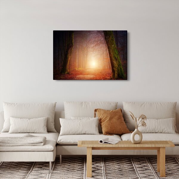 Tablou cu pădurea toamna în ceață (90x60 cm)