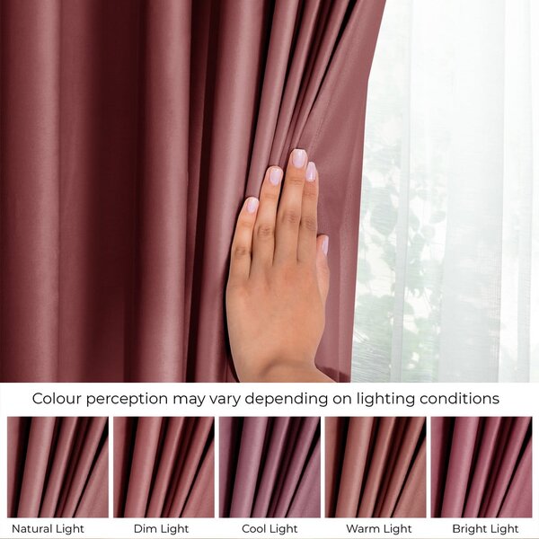 Draperie roz dimout (semi-opacă) din catifea 140x270 cm Eyelets – Restilo