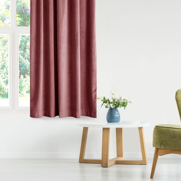 Draperie roz dimout (semi-opacă) din catifea 140x270 cm Eyelets – Restilo