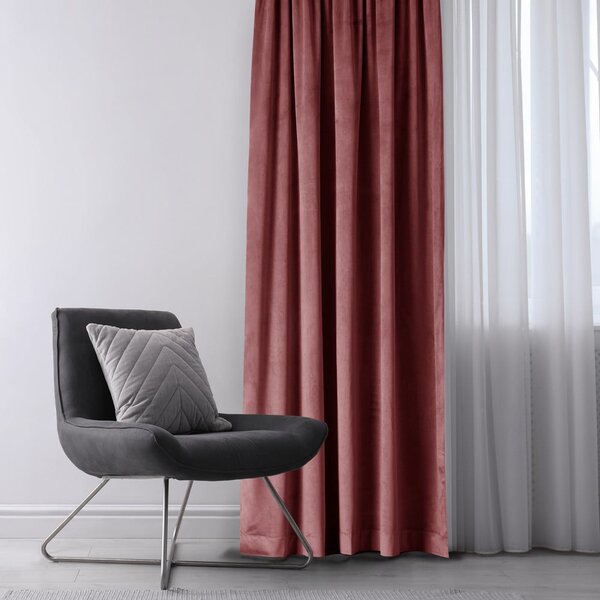 Draperie roz dimout (semi-opacă) din catifea 140x270 cm Eyelets – Restilo