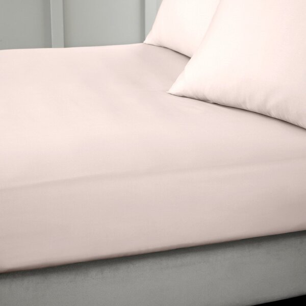 Cearceaf roz din bumbac satinat cu elastic 150x200 cm Cotton Sateen – Bianca