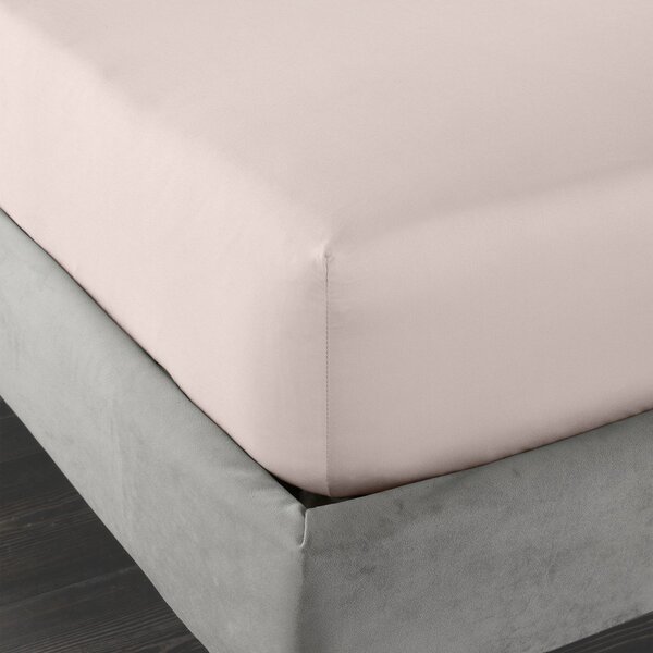 Cearceaf roz din bumbac satinat cu elastic 150x200 cm Cotton Sateen – Bianca