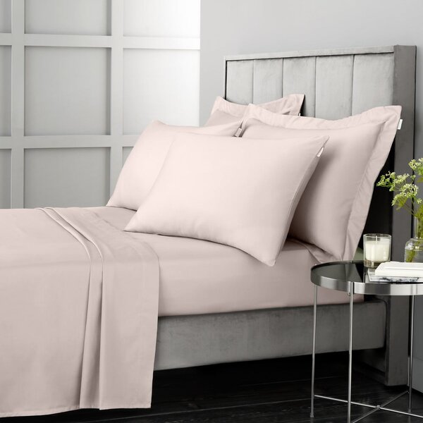 Cearceaf roz din bumbac satinat cu elastic 150x200 cm Cotton Sateen – Bianca